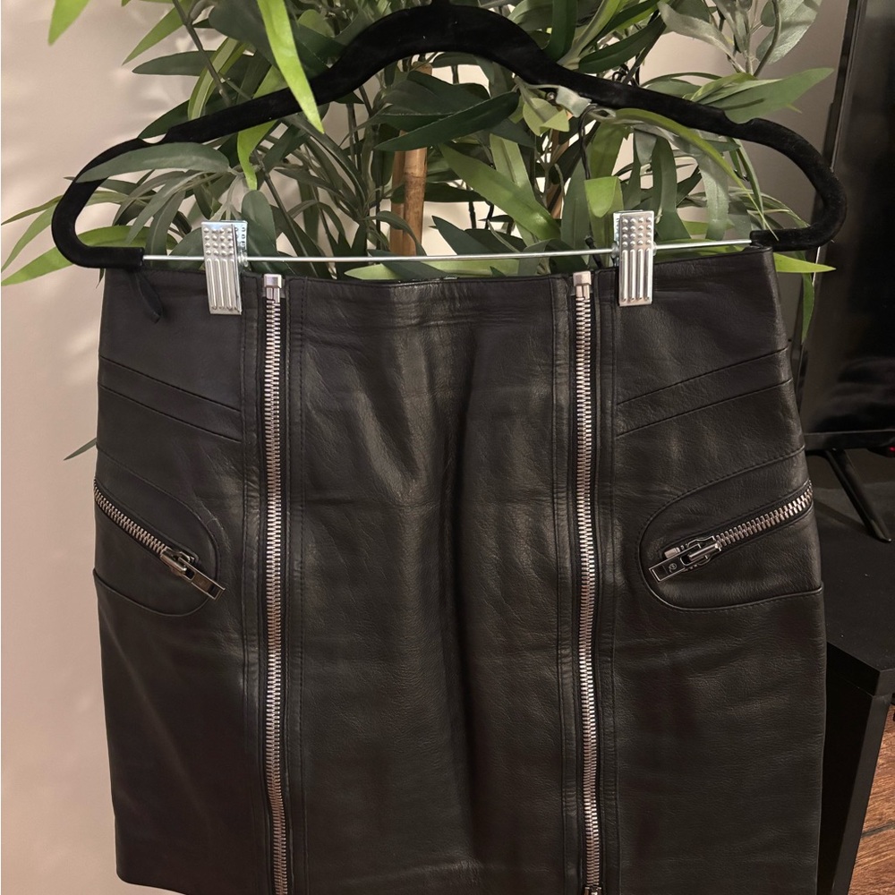 Alexander McQueen Black Leather Mini Skirt